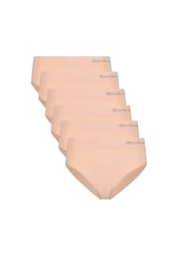 Bamboo basics© - Damen Slips, 6er Pack - BELLE seamless full briefs, Jersey, Logo - Nude