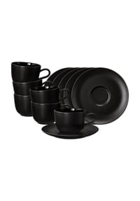 Seltmann Weiden Kaffeetassen mit Untertassen Liberty Velvet Black 260 ml 6er Set schwarz - LIBERTY VELVET BLACK - schwarz