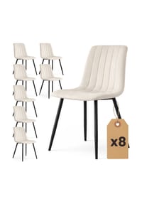 Akord - Livo Gesteppte Esszimmerstühle aus Samt, 8er-Set - beige