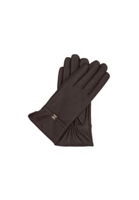 Kazar - Braune Handschuhe aus Leder mit dekorativen Gürteln - Braun