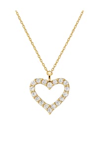 S&T DESIGN ST MOISSANITE - Halskette mit Herzanhänger, 925 Silber - gold