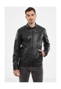 JILANI - Herren Lederjacke Lammnappa schwarz - schwarz