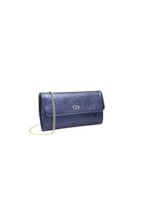 collezione alessandro® - Clutch Eleganz aus Leder, mit separaten Fächern - blau