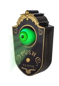 MANIKE - Interaktive Halloween Türklingel mit leuchtendem Augapfel & Gruselsound – Animatronic Türdeko - schwarz