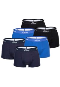 s.Oliver - Herren Boxershorts, 6er Pack - Trunks, Hipsters, Baumwoll-Stretch - Blau