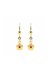 Adelia's - Damen 333 Gold Ohrringe   Ohrhänger Blüte mit synthetischer Rubin - rot