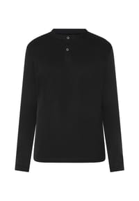 GALERIA essentials - TR1 Henley (Single Jersey), 4 BLACK, S - 4 BLACK