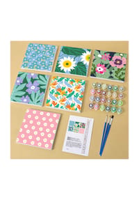 ARTNANAS - ARTNANAS Mini Malen nach Zahlen 6er Set-"Bl¨¹ten & Muster"ohne Rahmen in 15*15CM - 