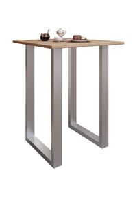 VCM. - Bartisch | Tresen | Stehtisch | hoher Tisch | Bartresen Tisch - Xona 80x80 cm - Silber / Honig-Eiche