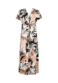 BETTY BARCLAY - Midikleid mit Raffung - Schwarz/Braun