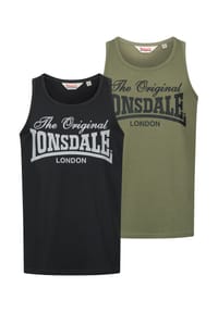 LONSDALE™ - Herren Singlet normale Passform Doppelpack MOSTON - Olive/Black