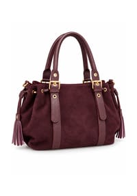 collezione alessandro® - Handtasche Pisa Veloursleder, Quasten, Made in Italy - bordeaux