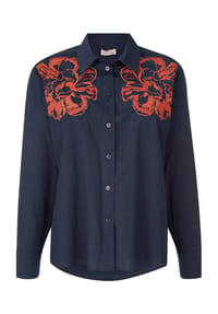 Alba Moda - Hemdbluse mit Stickerei-Akzenten - marine