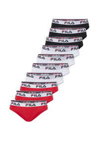 FILA - Slips Logo 10er-Pack mit normaler Taille und Logobund - Black-White-Grey