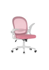 Rattantree - Ergonomischer Bürostuhl mit Netzrücken, klappbaren Armlehnen, Lendenstütze und Drehfunktion,Rosa - bicolor