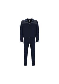 hajo - Herren Hausanzug, lang - Soft Sweat, Zip-Jacke, Homewear - Dunkelblau