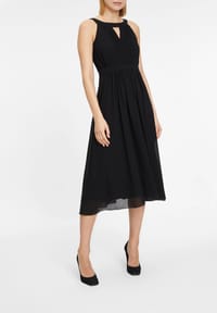 Happy Mama Umstandskleid - Falten Midi Cocktailkleid ärmellos Für Schwangere