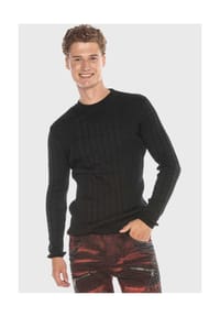 CIPO & BAXX® - Pullover Langsstreifenmuster - BLACK