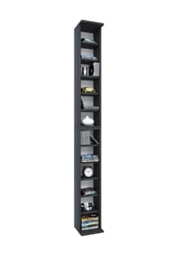 VCM. - Holzregal stehend | platzsparender CD Schrank für 204 CDs oder 72 DVDs | Maße: H. 180 x B. 21 x T. 20 cm | Elegantes DVD Regal stehend | Blu-Ray Regal | CD Regal - Bigol - Anthrazit / Honig-Eiche