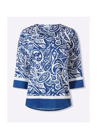 heine - Druckbluse - royalblau-ecru-bedruckt