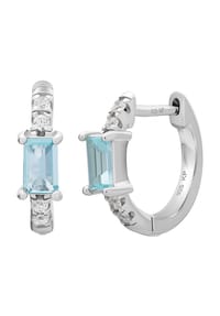 caї - Damen Creolen, 925er Silber mit Aquamarin - SILBER