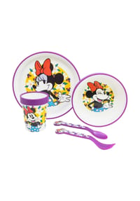 Disney - Disney Minnie Mouse Kindergeschirr Set 5-teilig Rutschfestes Ess-Set - Mehrfarbig 25,5x6,5x20 cm