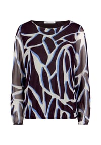 BETTY & CO - Mesh-Shirt mit Gummizug - Grau/Weiß