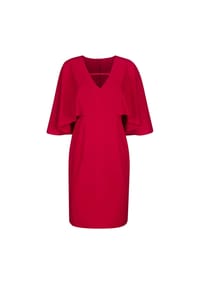 Alba Moda - Kleid in Capeoptik und Zierband in Ausschnitt - rot
