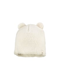 maximo® - GOTS BABY-Mütze, Teddyfell kleine Öhrchen - wollweiß