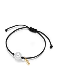 YOKOAMii - Damen Armband aus Textil in Schwarz mit Muschelkernperle - schwarz