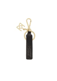 Kazar - Schlüsselanhänger aus schwarzem Leder mit goldener Hardware - Schwarz