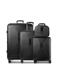 REDOLZ Essentials 14 - Essentials 14 4-Rollen Kofferset + Beautycase 4 tlg. mit Dehnfalte - aubergine metallic