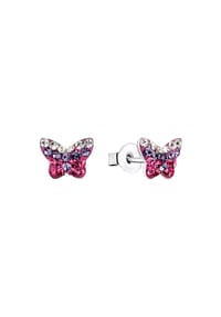 amor - Ohrstecker für Mädchen, 925 Sterling Silber, Glas | Schmetterling - Lila