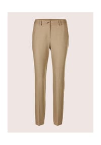 MADELEINE - Mid Waist Chinohose mit Bügelfalten - caramel / schwarz
