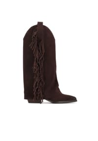 Kazar - Braune Westernstiefel mit Overlay-Schaft und Quasten - Dunkelbraun