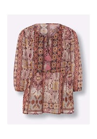 heine - Druckbluse - rosenquarz-ocker-bedruckt