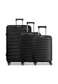 FRANKY London - London 4 Rollen Kofferset 3-teilig mit Dehnfalte - black