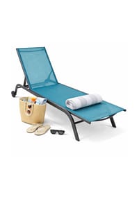 VCM. Sonnenliege rollbar | Maße ca. L. 192 x H. 32 x B. 58 cm | Liegestuhl mit verstellbarer Rückenlehne | Strandliege - Sonlas 192x58 - VCM Sonlas - Blau