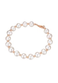 VALERO PEARLS - Damen Armband aus 925/- Sterling Silber in Roségold mit Süßwasser-Zuchtperle - weiß