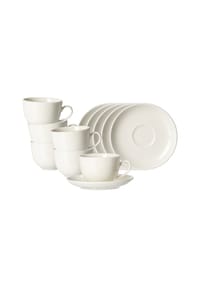 Ritzenhoff & Breker Kaffeetassen mit Untertassen Casablanca 200 ml 12er Set weiß - CASABLANCA - weiß