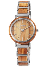 RAPTOR Raptor - Damen Quarz Armbanduhr Beauty mit Edelstahlgliederarmband - Mineralglas - braun-gold