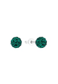 amor - Ohrstecker für Damen, 925 Sterling Silber, Kristallglas - Grün