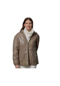 JILANI - Damen Lederjacke Lammnappa Oversize dark sand - dark sand
