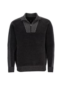 hajo - Pullover Chenille Strickpullover Troyer - grau