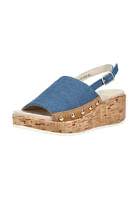 ara® - Leder/Textil Sandalen - Blau/Braun