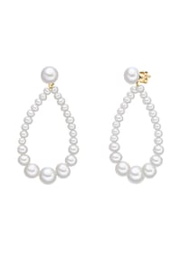 VALERO PEARLS - Damen Ohrringe aus 925/- Sterling Silber in Gelbgold mit Süßwasser-Zuchtperle - weiß