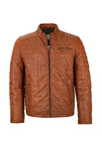 bugatti - Herren Lederjacke Steppjacke Lammnappa cognac - cognac