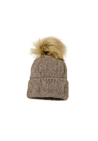 CAPO - Strickmütze, soft Kunstfellpompon - taupe