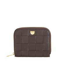 DuDu Woven - Woven Geldbörse Leder 10 cm - coffee brown