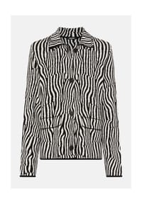 olsen - Cardigan mit Hemdblusenkragen und Allover-Dessin - Black